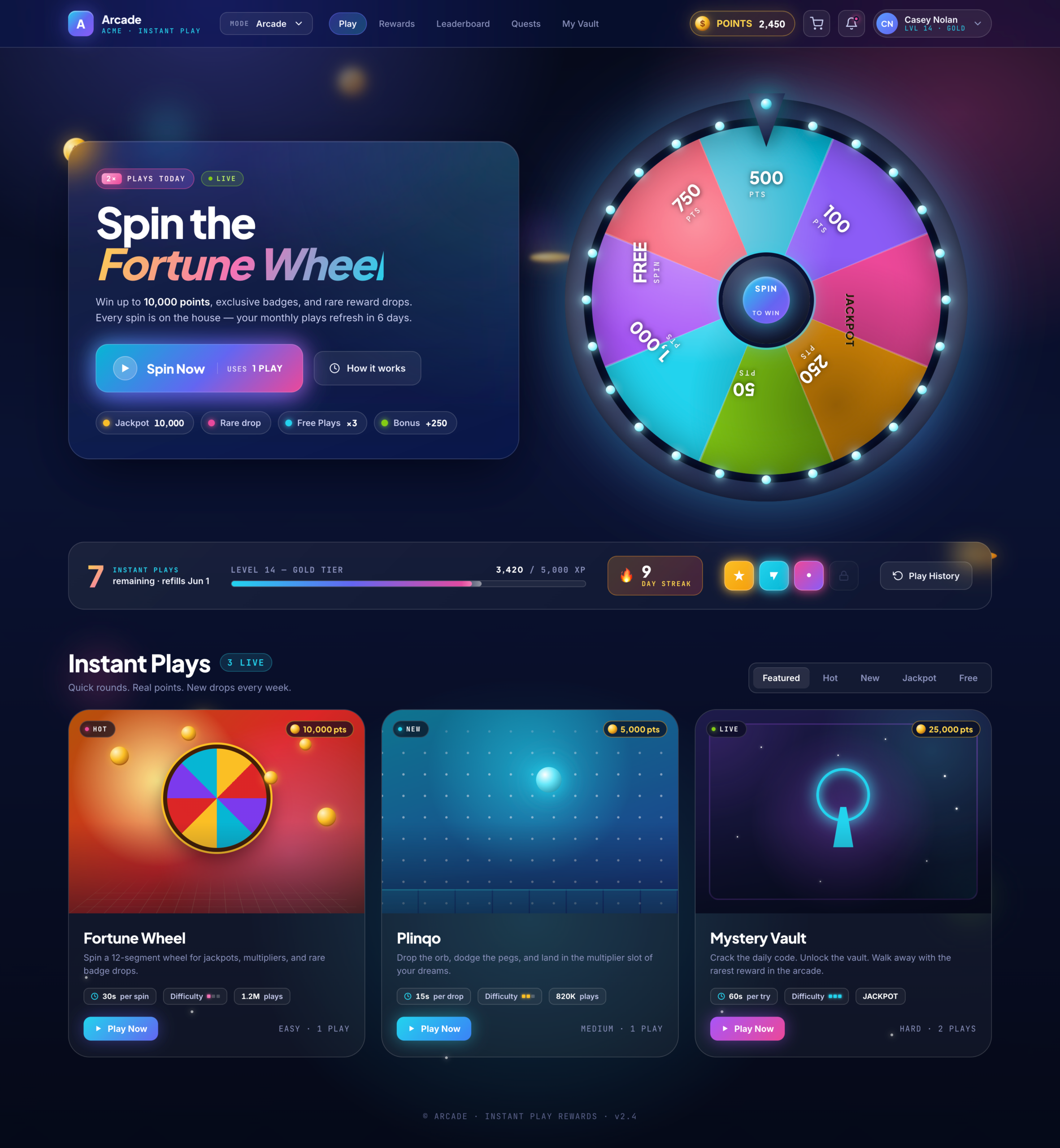 Arcade game landing page2