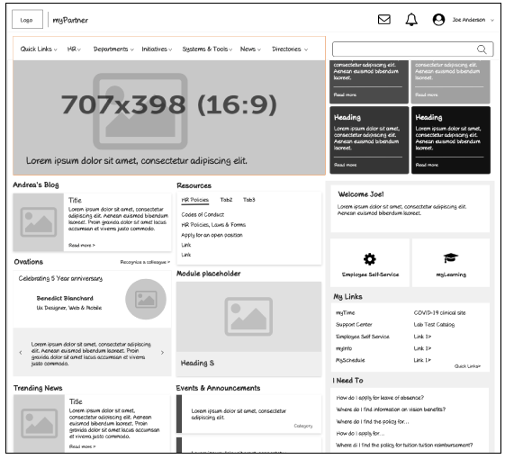 home page wireframe