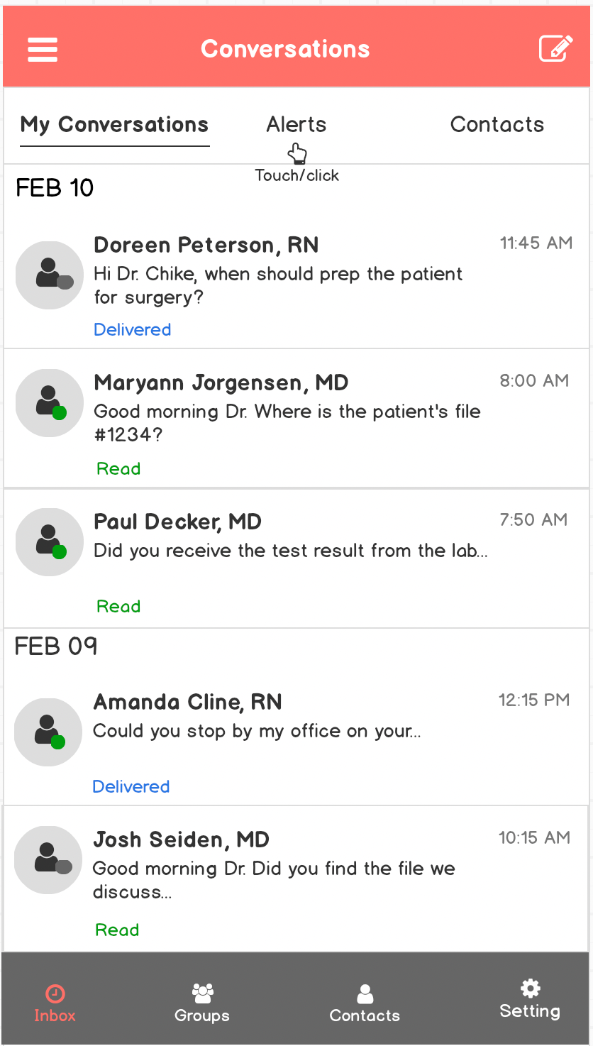 Spok mobile_my conversations landing page