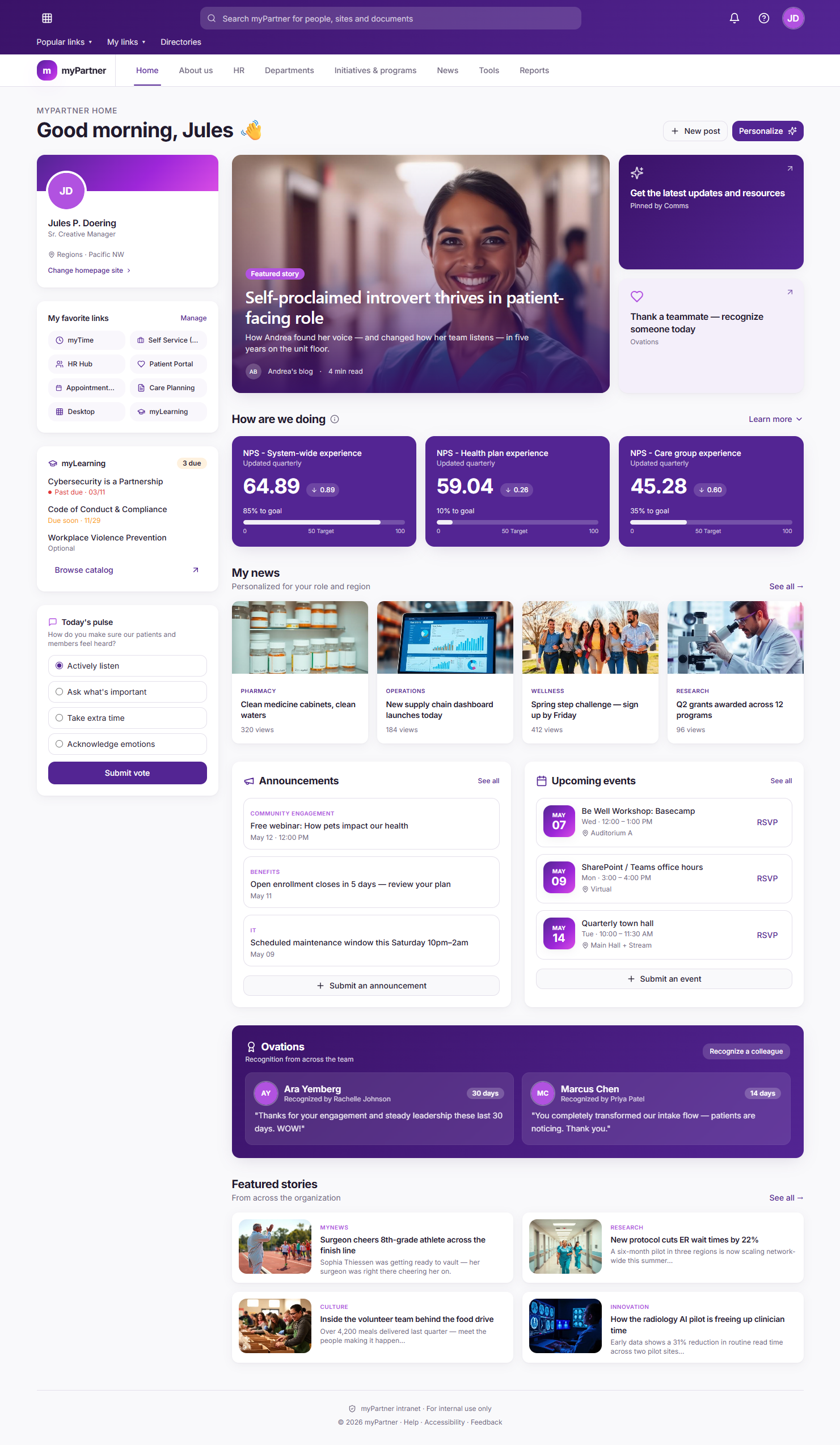 HP Intranet homepage